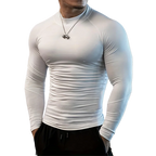 Plain Tight Absorb Sweat Elastic Shirts Gym Bodybuilding Fitness Turtleneck T-shirts Mens Long Sleeve Quick Dry Autumn Clothing