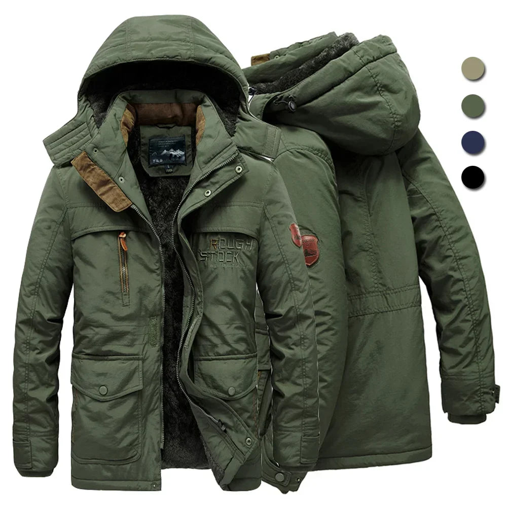 Men's Winter Jacket Fleece Linning Outdoor Parka Coat Hooded Windbreaker Military Thick Warm Outerwear Big Size 6XL Multi-pocket Ürün ana görseli