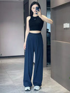 UNITIM Spring Women Straight Sports Pants Solid Loose Casual Yoga Pants for Female Lady Elastic Wiast Lady Quick-dry Sweatpants