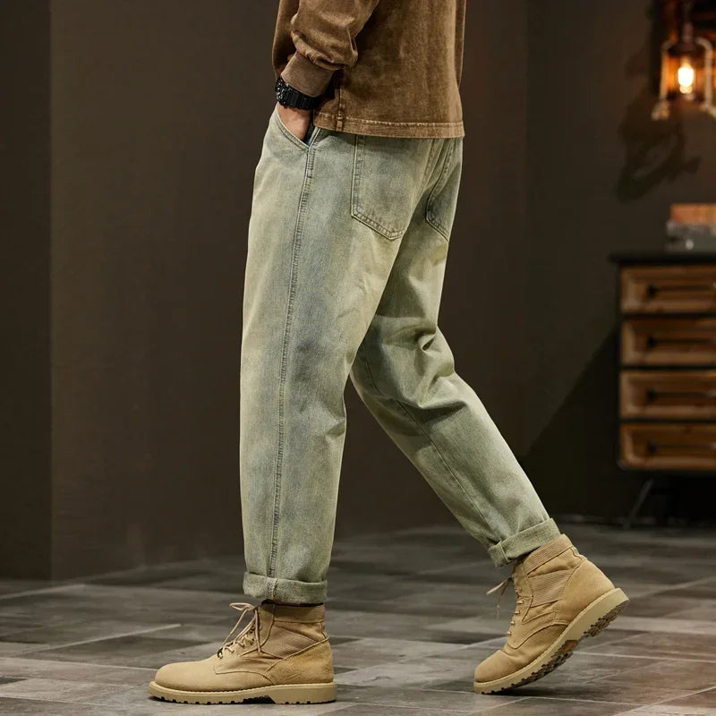 Men's 95% Cotton Jeans High Quality Loose Harem Pants Fashion Baggy Casual Outdoor Baggy Work Denim Pants Brand Men's Clothing Ürün ikincil görseli