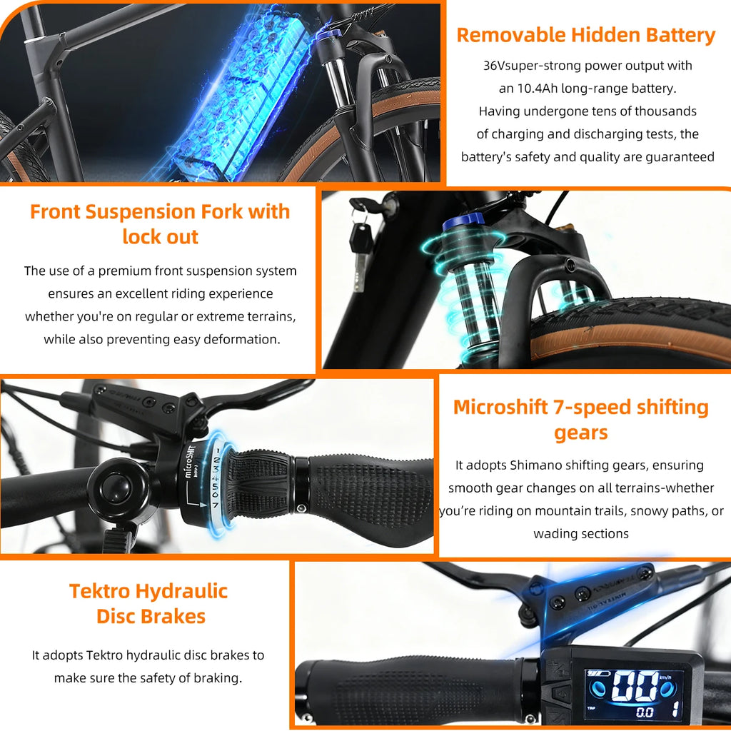 YANGOR 250W Electric Bike, 28" Ultra-Light Frame, Long Range, city & Road Bicycle, Suitable for Both Men and Women E-bike CE EU