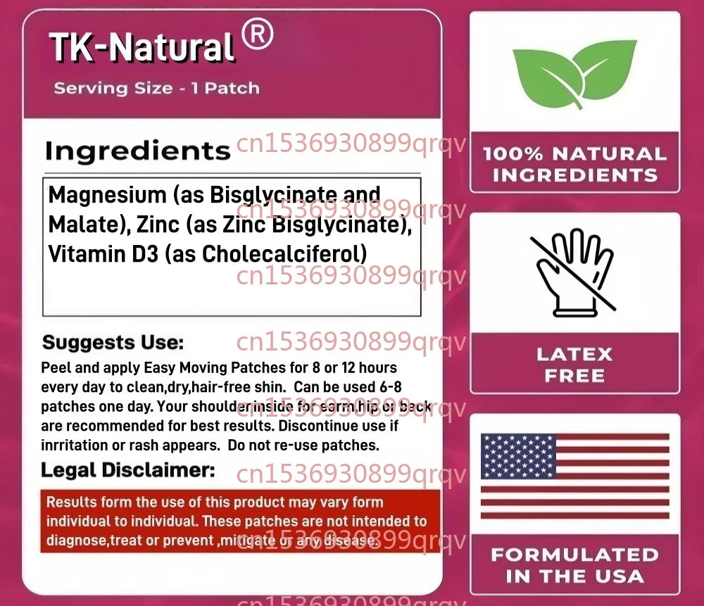 30 Patches Magnesium 4-in-1 Transdermal Patches Bisglycinate, Malate,Zinc & Vitamin D3 Brain, Energy, Muscle, Immune Support