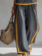 Women Solid Lapel Full Sleeves Pant Suits Chic Single Breasted Wide-leg Long Pants Sets 2026 Lady  Casual Daily Loose Fit Outfit