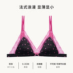 French Style Sweet Triangle Cup Lingerie Set Women Satin Lace Wireless Small Bust Gathered Thin Fabric Sexy Soft Underwear S-XL
