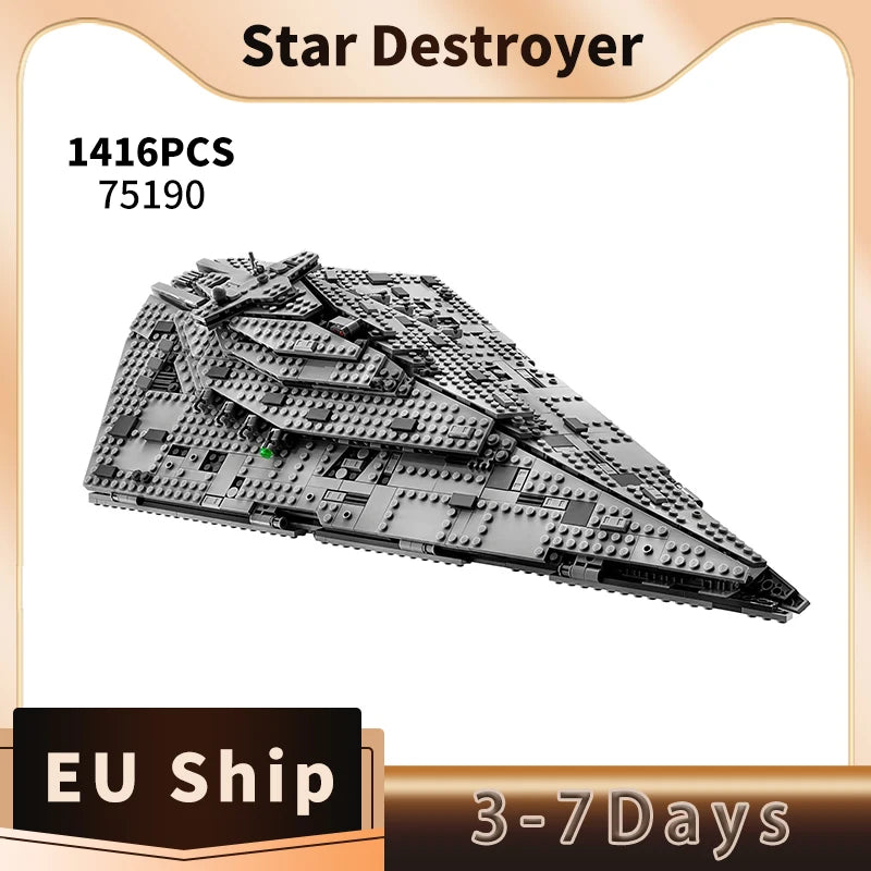 75190 1416pcs Large Building Block First Order Star Destroyer  Birthday  Christmas Gift Toy for Children and Adult Fast Shipping Ürün ana görseli