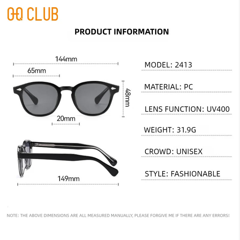 O-Q CLUB Retro Round Men Sunglasses Women's Sun Glasses Woman UV400 Lunette Zonnebril Dames Polarized Lenses Man Eyewear Vintage