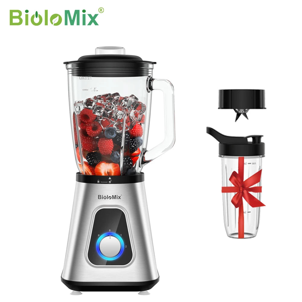 BioloMix Professional 1300W Blender with 1.5L BPA Free Glass Pitcher Perfect for Frozen Smoothies and Homemade Sauces Ürün ana görseli