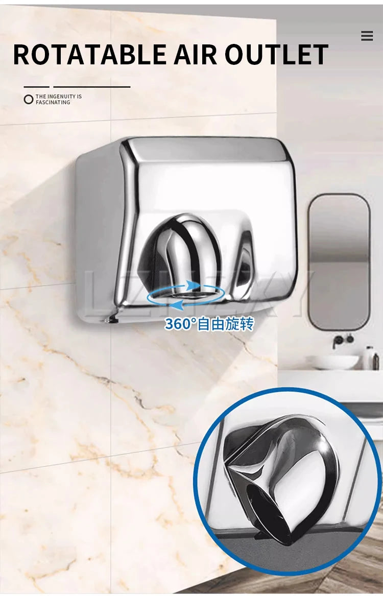 1800W Automatic Hand Dryer Bathroom Appliances Fast Dry stainless steel automatic sensor electric hand dryer Machine