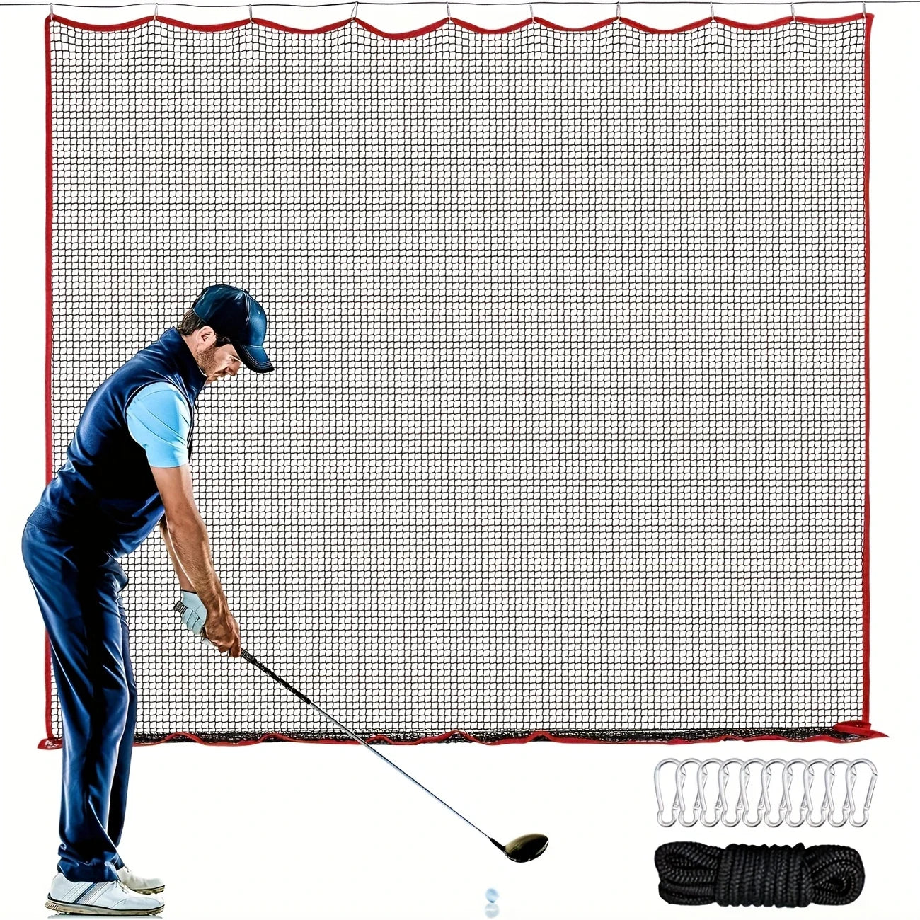 Golf Netting, 10x10 Ft Golf Practice Net and Sports Netting, High Impact Golf Hitting Barrier Net, Heavy Duty Golf Ball Netting, Main image
