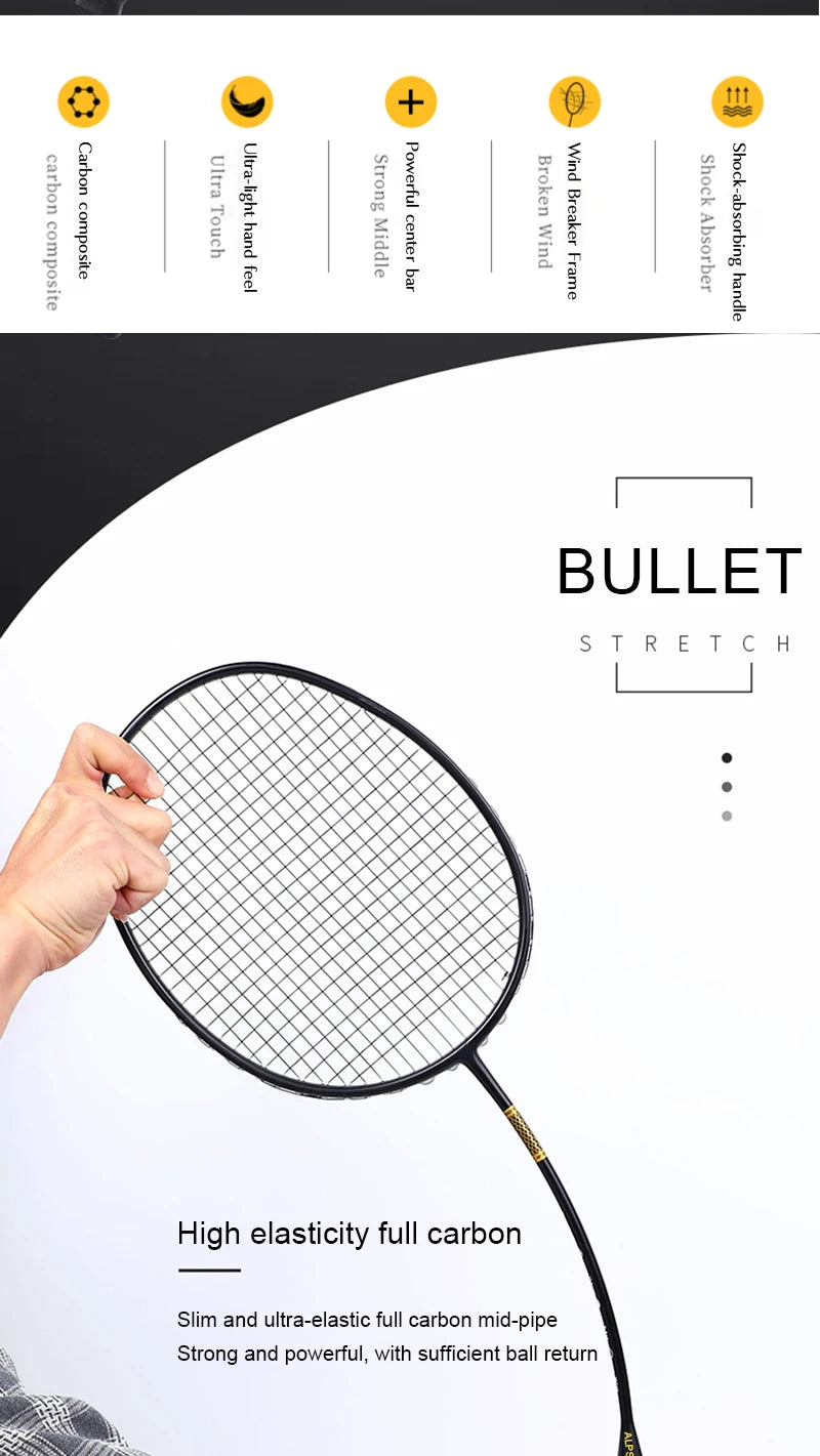 ALP ZJ2.0 Pro 4U 85g 100% Carbon Fiber + Titanium Alloy Badminton Racket Ultra-light Sports Equipment Racket Badminton Training