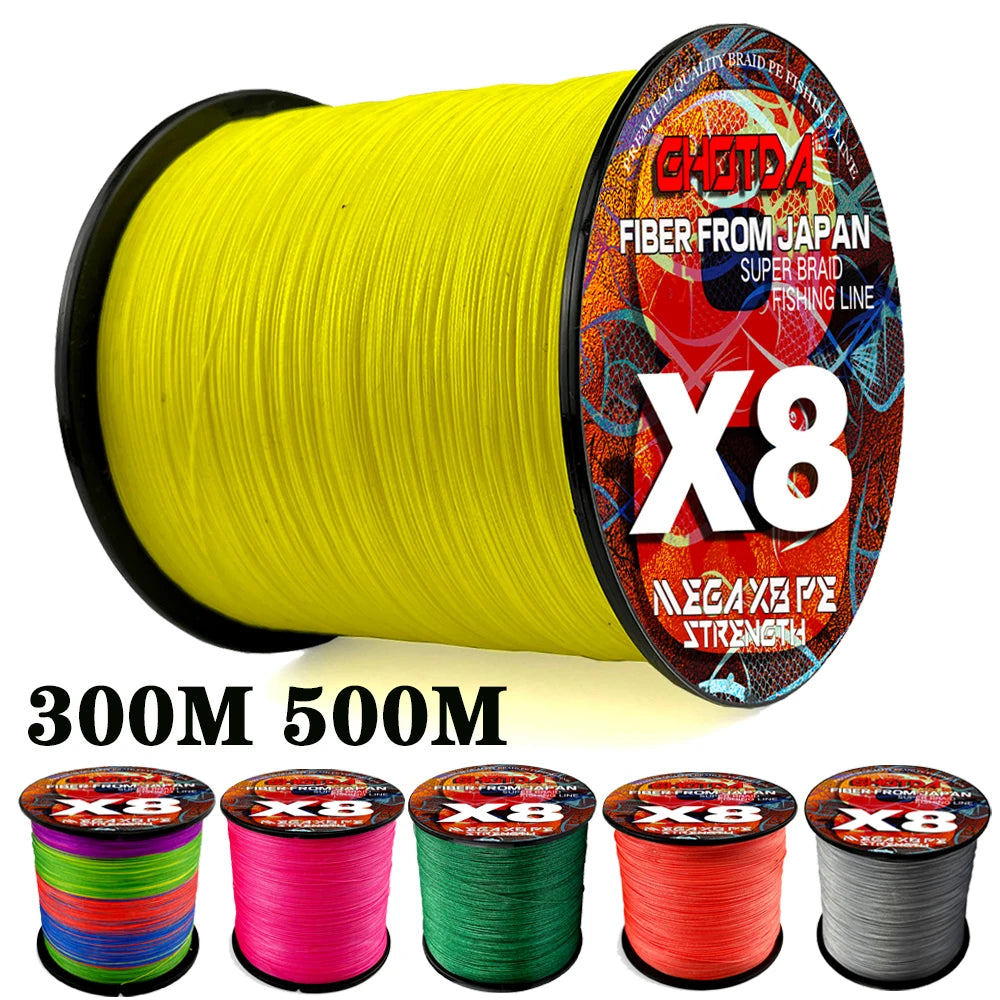 8 Strands Multifilament Fishing Lines Sea Wire Fly Carp Braided Line X8 Spinning Lure Fishing Cord for Bass 300m/500m 18lb-78lb Ürün ana görseli