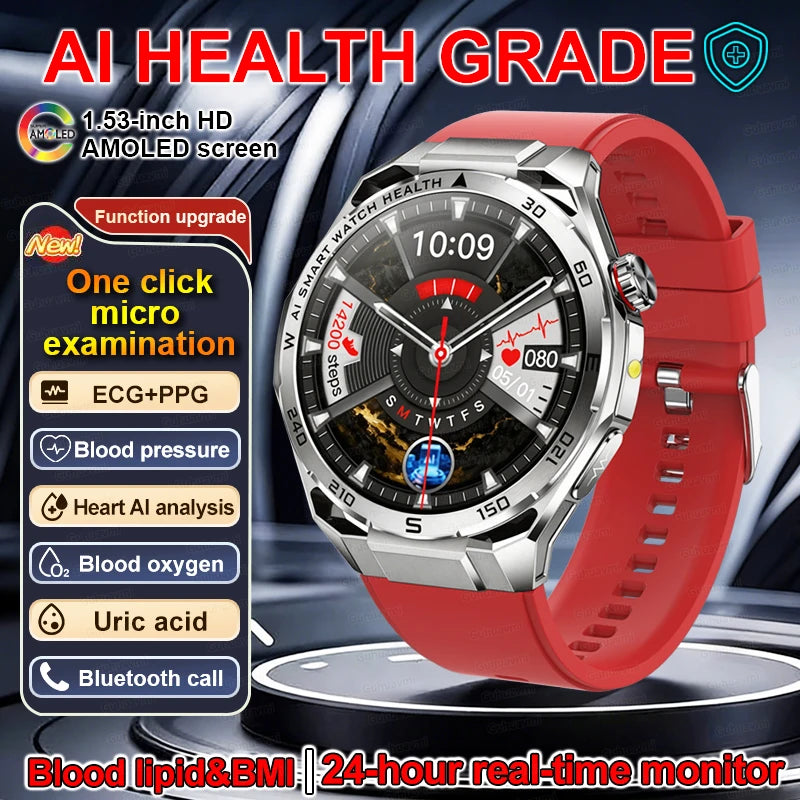 ECG High-end Health Smart Watch Men Blood pressure lipids bloodoxygen Body analysis Uric acid Health Tracker Smartwatch Men lady
