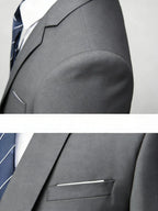 Men's Burgundy 2-Piece Suit Set (Blazer + Trousers Only, No Vest Included),Slim Fit Formal Business Wedding Party Jacket & Pants