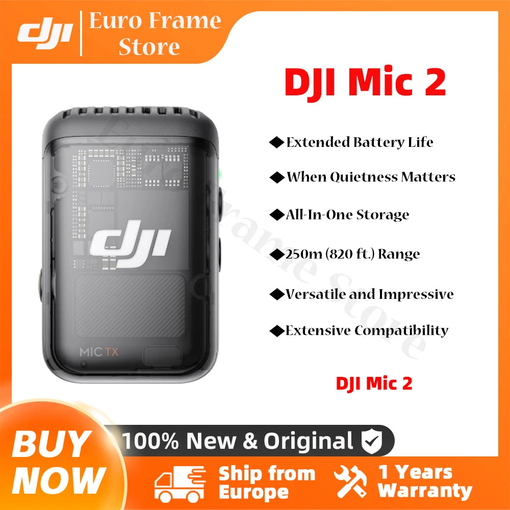 DJI Mic 2 Wireless Microphone with smart Noise Cancelling 32-bit Float Internal record Optimized Sound m Range Ürün ana görseli