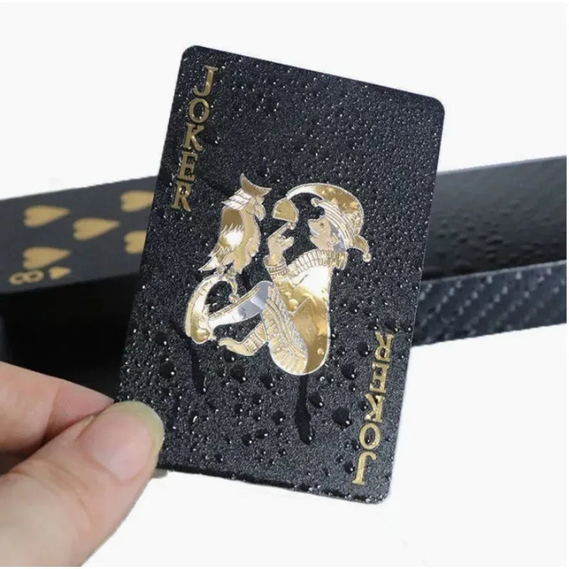 Brand New 54-piece Black and Gold Plastic Playing Card Foil Poker Set Magic Tool Party Tabletop Game