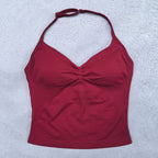 Adjustable Sports Strappy Top Women Backless Gym Top Built in Bra Yoga Clothing Sleeveless Shirts Workout Outfits Tank Top