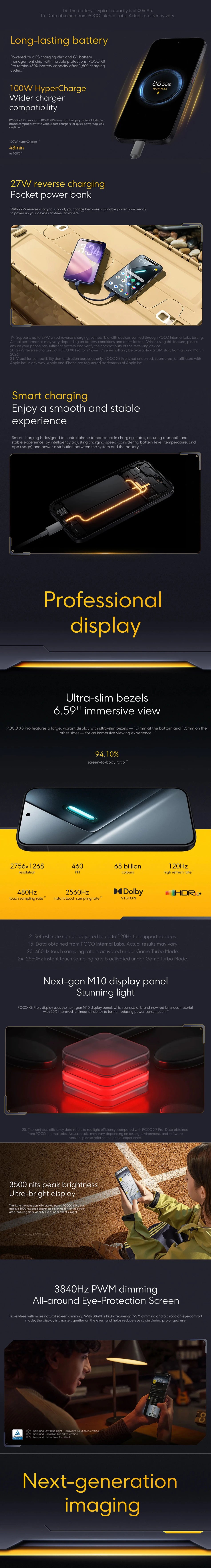 POCO X8 Pro 5G Smartphone 8GB+256GB Dimensity 8500-Ultra 6.59-inch AMOLED 1.5K 120Hz 6210mAh 50MP OIS NFC IP68
