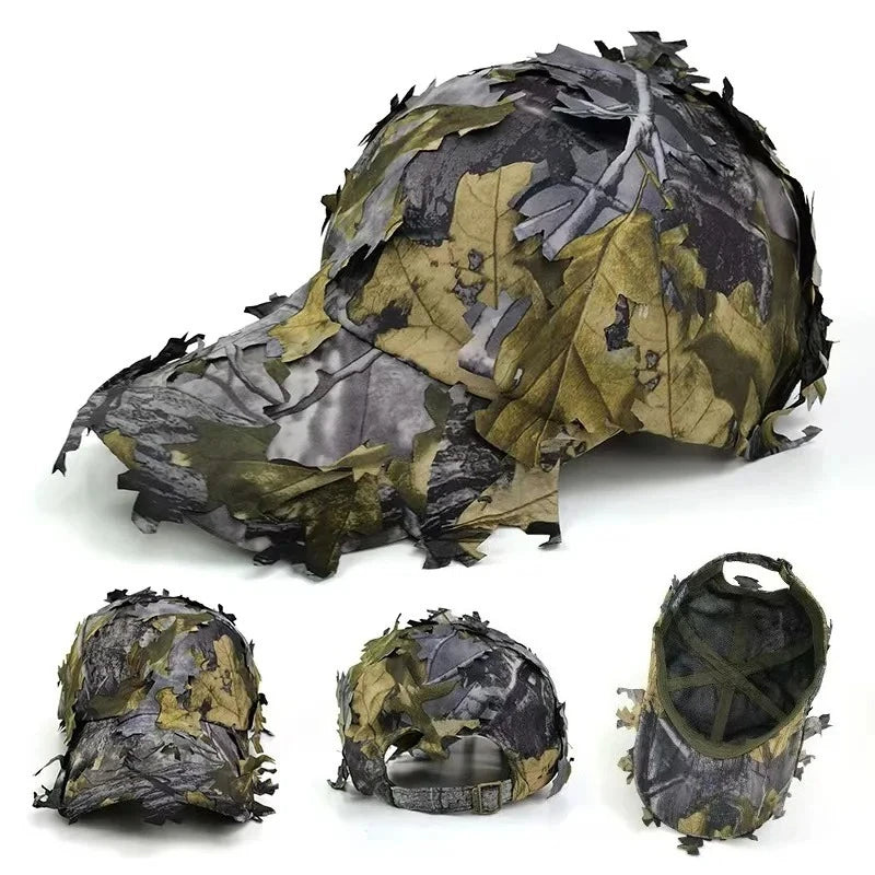 Men's 3D Leaf Camo Baseball Cap, Adjustable Quick Dry Tactical Sniper Hat for Outdoor Hunting Fishing Airsoft Multi-color Ürün ana görseli