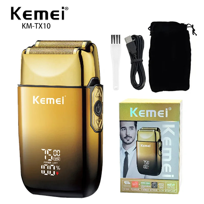 Kemei TX10 New Electric Shaver with LED Display Screen Rechargeable Hair Beard Razor Bald Head Shaving for Men Ürün ana görseli