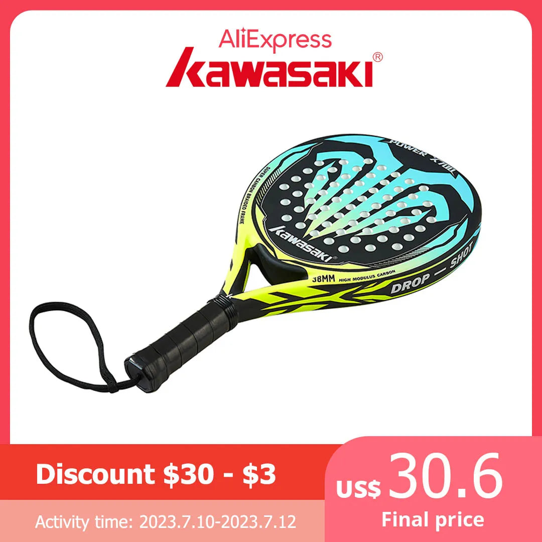 Kawasaki Padel Tennis Carbon Fiber Soft EVA Face Tennis Paddle Racquet Racket with Padle Bag Cover Power Beach Tennis Paddle Main image