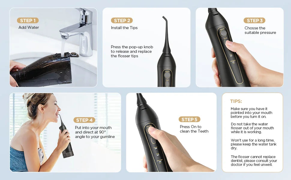 Fairywill Water Flossers Oral Irrigator & Electric Toothbrush Rechargeable Portable for Teeth Waterproof Teeth Cleaner