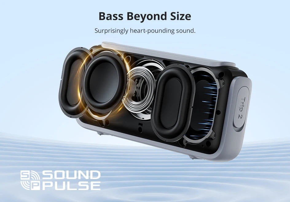 Tronsmart Trip 2 Speaker Portable Bluetoth Speaker with Enhanced Bass, IPX7 Waterproof, 20H Playtime,for Camping, Hiking & Outdoor