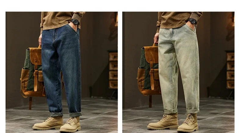 Men's 95% Cotton Jeans High Quality Loose Harem Pants Fashion Baggy Casual Outdoor Baggy Work Denim Pants Brand Men's Clothing