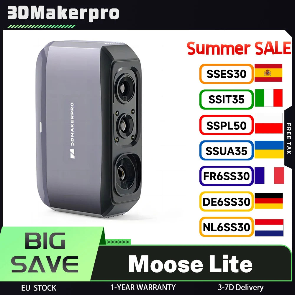 3DMakerpro Moose Lite 3D Scanner, 24-bit Color Camera, Al Visual Tracking,0.05mm Accuracy, 0.10mm Resolution, 10fps Frame Rate Ürün ana görseli