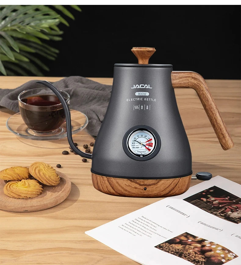 800W Electric Kettle Long Spout Coffee Kettle Tea Pot Hand Brewing Coffee Pot Tea Maker with Temperature Controller 1L