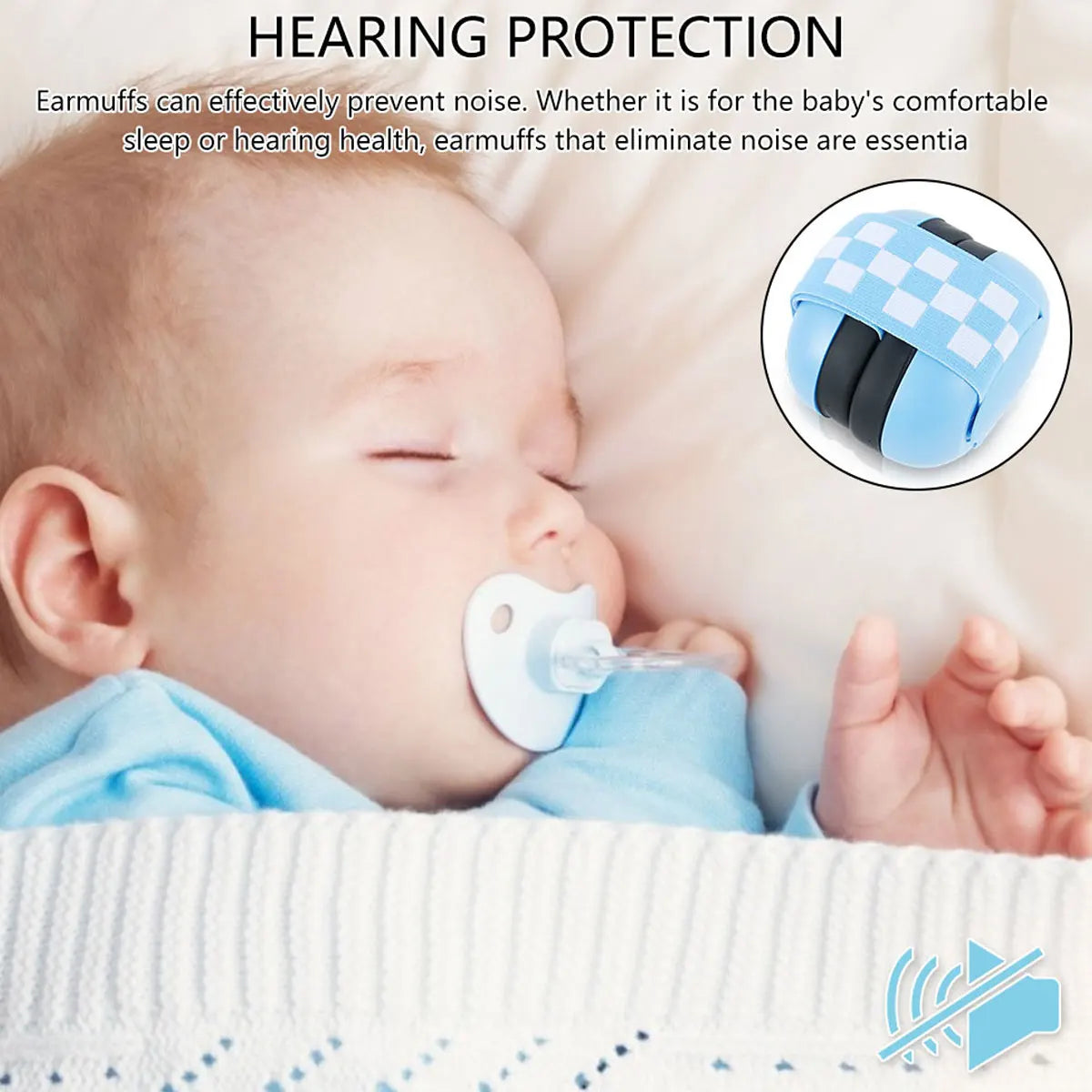 Baby Anti-Noise Earmuffs Sleeping Ear Protector Hearing Security Protection with Elastic Strap Kids Noise Cancelling Headphones