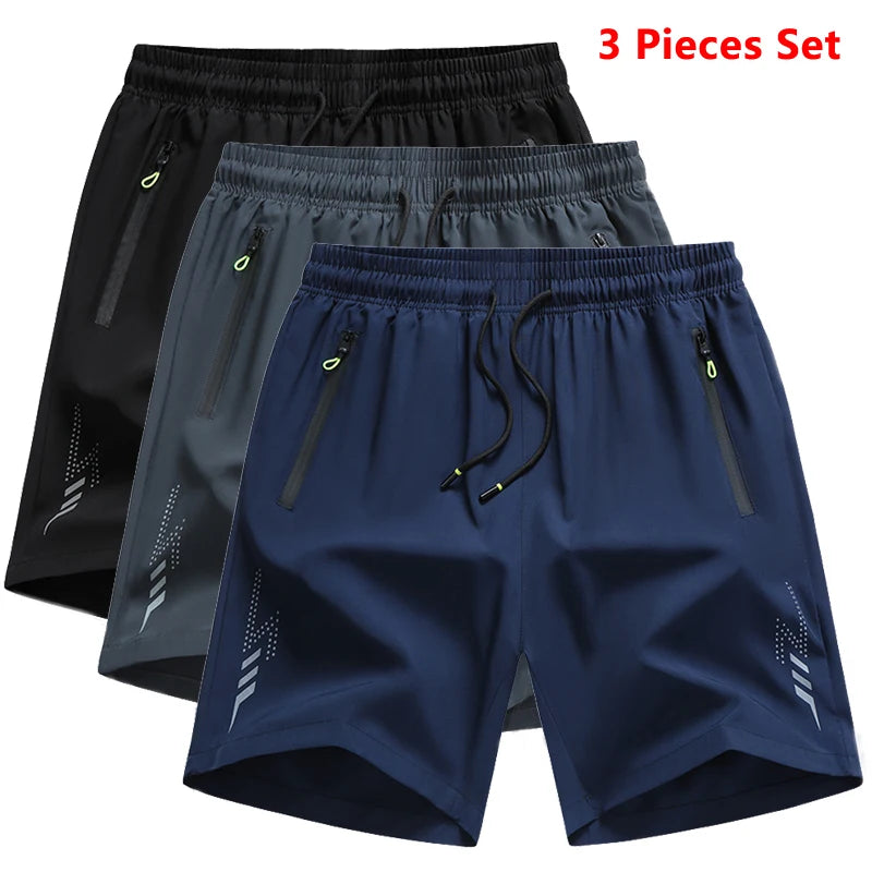 3 Pieces New Running Shorts Men Gym Sports Shorts Quick Dry Workout Training Fitness Jogging Short Pants Man Summer Board Shorts Main image