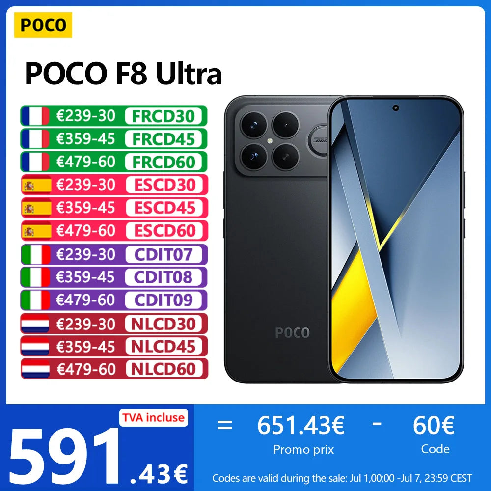 POCO F8 Ultra 5G, NFC,16+512GB,6.9" 120Hz AMOLED Screen,50 MP Light Fusion 950 Sensor with OIS, 6500 mAh Battery, IP68