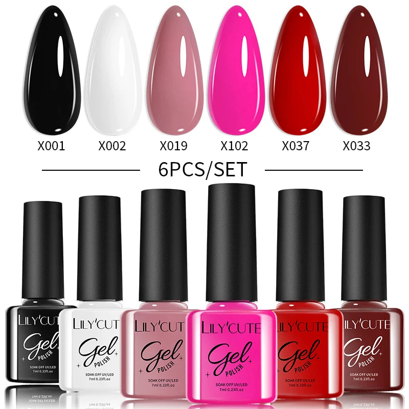 LILYCUTE Nail Gel Polish Set Pink Green Spring DIY Nail Art Design Long Lasting Soak Off UV Gel Manicure Painting Gel Vernis Kit