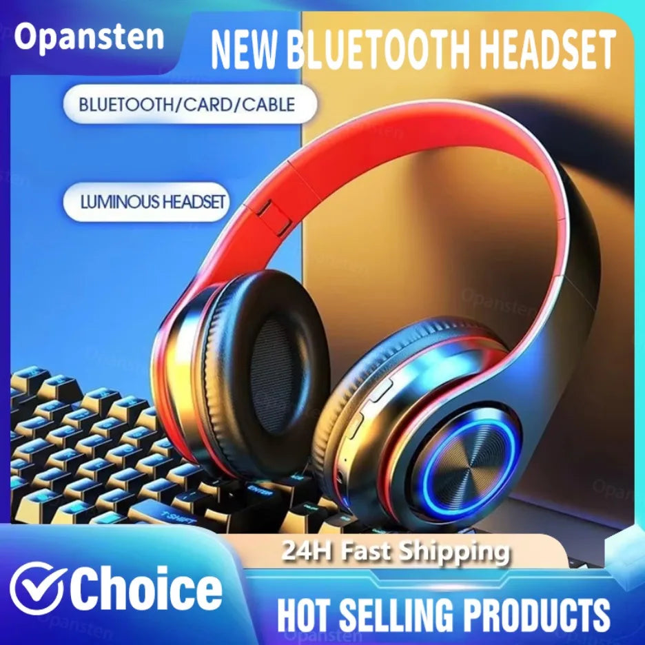 Headsets Gamer Headphones Blutooth Surround Sound Stereo Wireless Earphone USB With MicroPhone Colourful Light PC Laptop Headset Ürün ana görseli