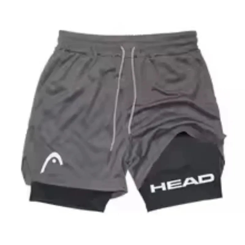 Running Shorts Men Fitness Gym Training 2-in-1 Sports Compression Fashion Quick Dry Workout Harajuku Jogging Double Deck Summer
