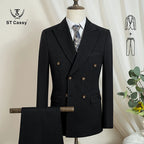 ST Cassy dark blue Elegant Man Suit 2 Pcs Set Modern Wedding Party Suits for Men Stylish Business office suit