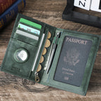 CONTACT'S Genuine Leather Passport Wallet Card Holder Coin Purse AirTag Slot Men Travel Wallet Women‘s Purse Passport Cover Bag