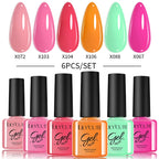 LILYCUTE 6PCS Gel Nail Polish Set Summer Neon Nail Gel Kits For DIY Nail Vernis Semi Permanent UV Lamp Gellak Nail Varnish Set