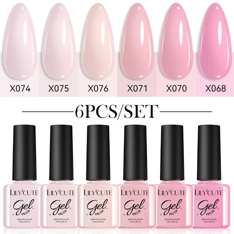 LILYCUTE Nail Gel Polish Set Pink Green Spring DIY Nail Art Design Long Lasting Soak Off UV Gel Manicure Painting Gel Vernis Kit