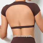 Hearuisavy Summer Customizable Sports Shirts Workout Sportswear Backless Yoga Clothing Chest Pads Sport Crop Tops Gym Top Women