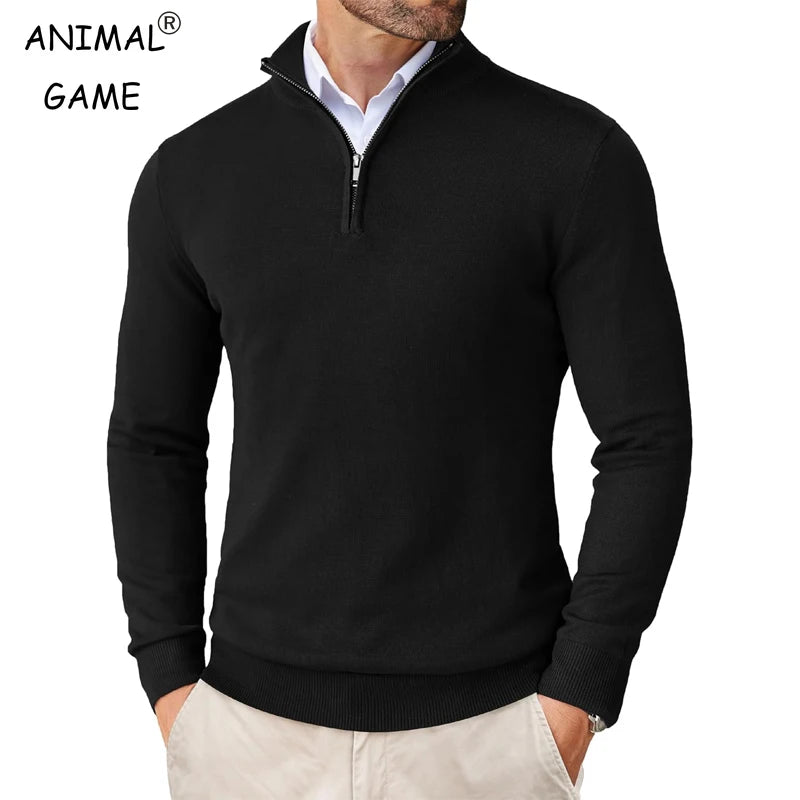 Men's Quarter Zip Up Sweaters Slim Fit Lightweight Mock Neck Pullover Casual Sweaters Half Turtleneck Knitted Outdoor Streetwear Ürün ana görseli