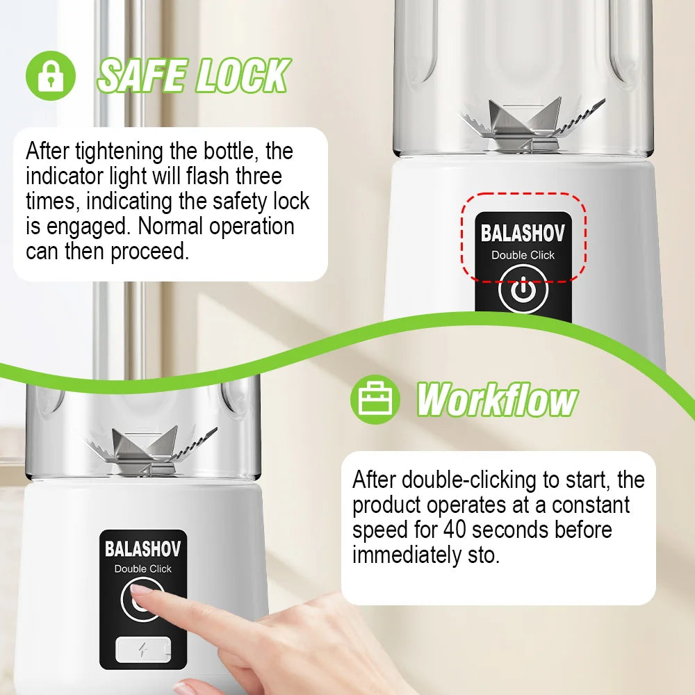 Portable Juicer Blender 450ml Juice Maker USB Rechargeable Lemon Orange Fruit Juicing Cup Electric Juice Machine Travel Juicers