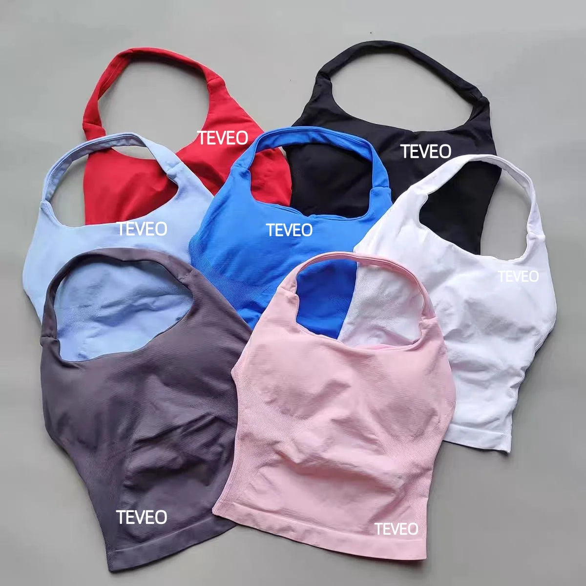 2025 TEVEO Nouveau Soutien-Gorge Elastique Haute Résistance Entièrement Licou Cou Nu Dos Nu Yoga Yoga Yoga Ürün ana görseli