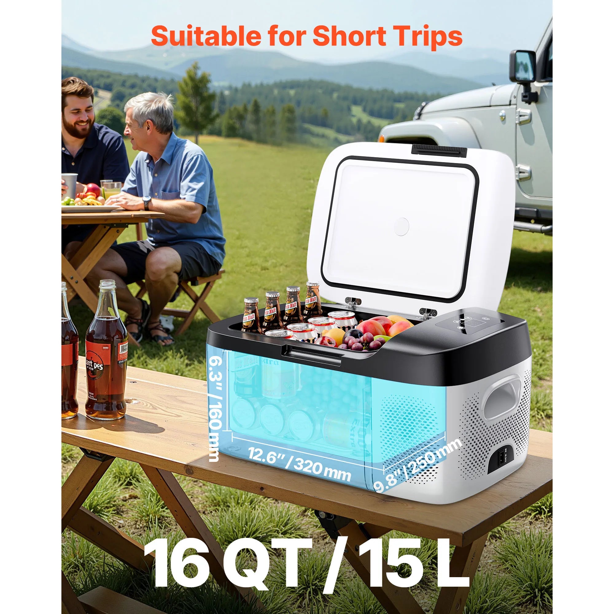 SucceBuy 15L 20L 22L Car Refrigerator Electric Cooler -4°F to 68°F Car Fridge with APP Control Cars Freezer for RVs Camping
