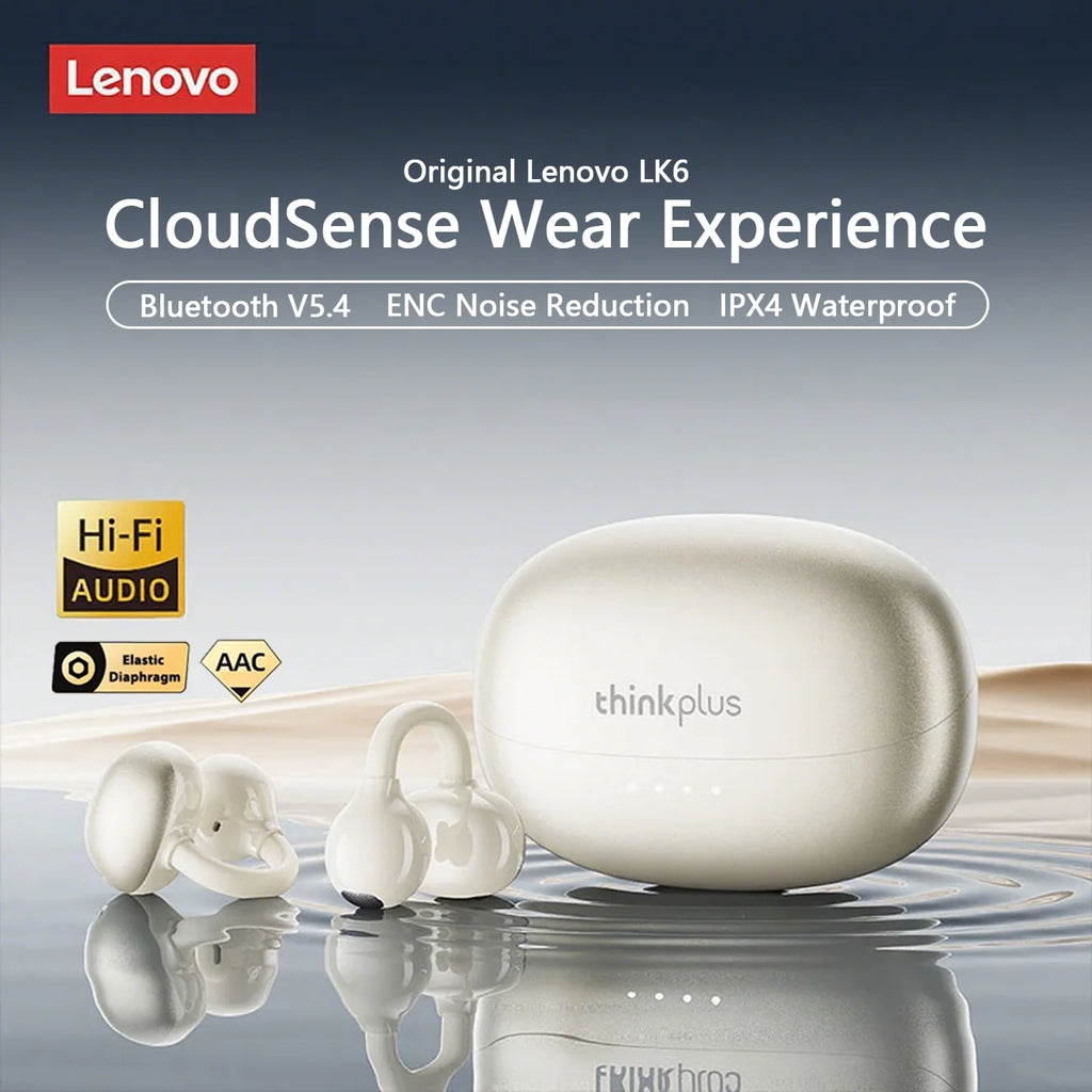 Lenovo LK6 Over Ear Wireless Bluetooth 5.4 Headphones Sound Quality Noise Reduction Ear Clip Earphones Long Endurance Earsets