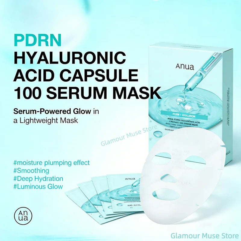 Korean Skincare PDRN Hyaluronic Acid Capsule 100 Serum Mask,Daily Moisturizing Salmon PDRN Serum Mask for Everyday Glow (10EA)