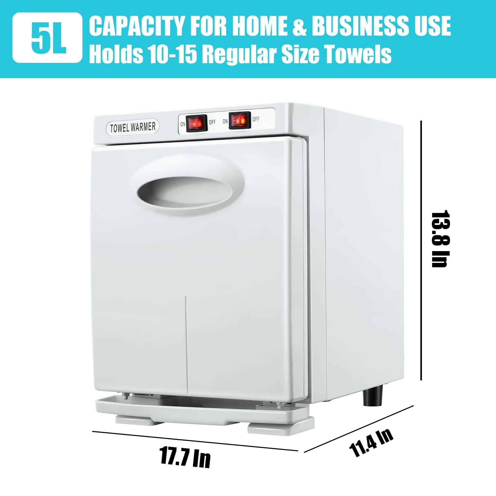 150W UV Ozone Heated Towel Sterilizer Cabinet  5L Fast Warm-Up for Spa Nail Salon 3-in-1 Disinfection with Heat & UV & Ozone