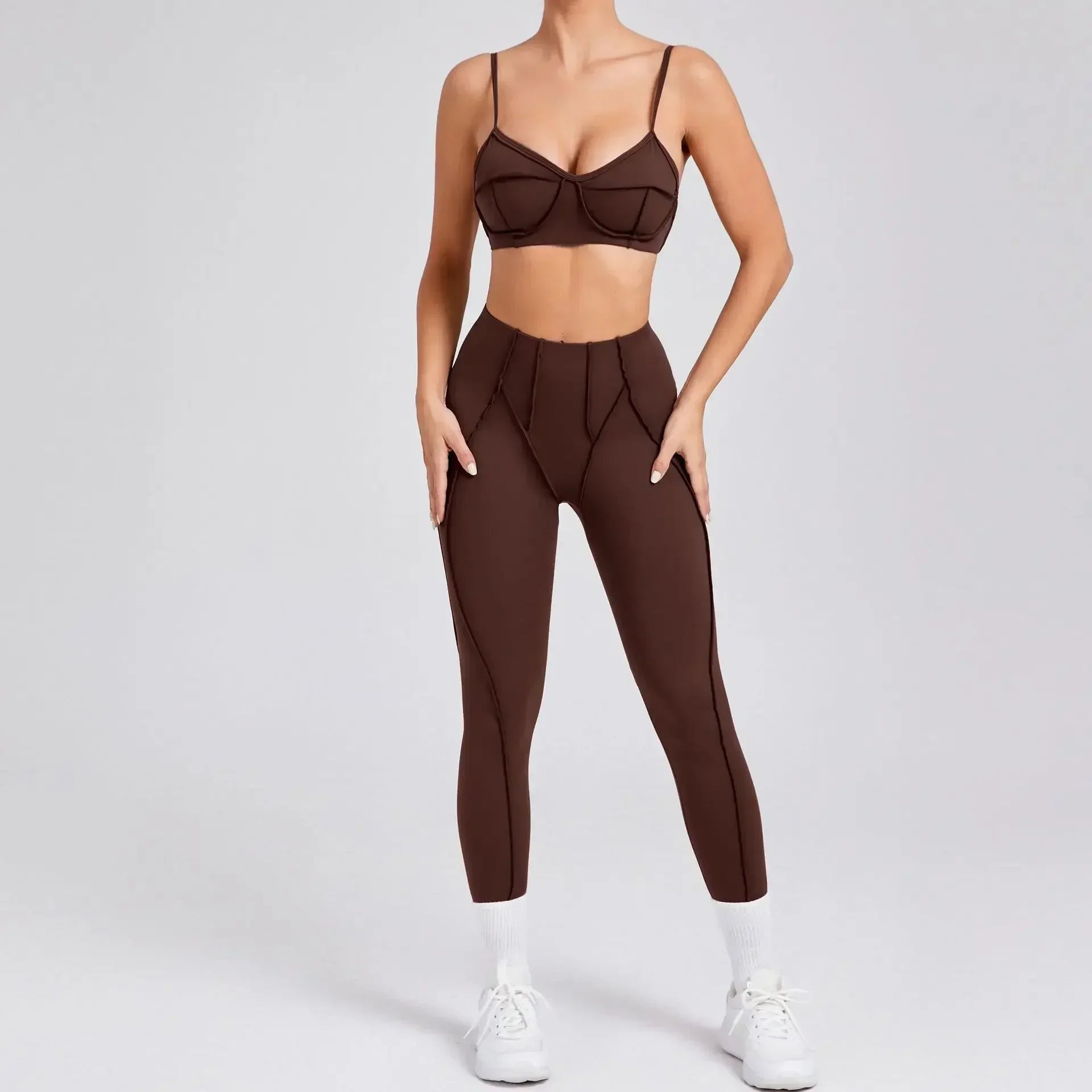 Seamless Yoga Sets Sports Fitness High Waist Hip-lifting Shapeing Trousers Backless Bra Suit Workout Gym Leggings Sets for Women Main image