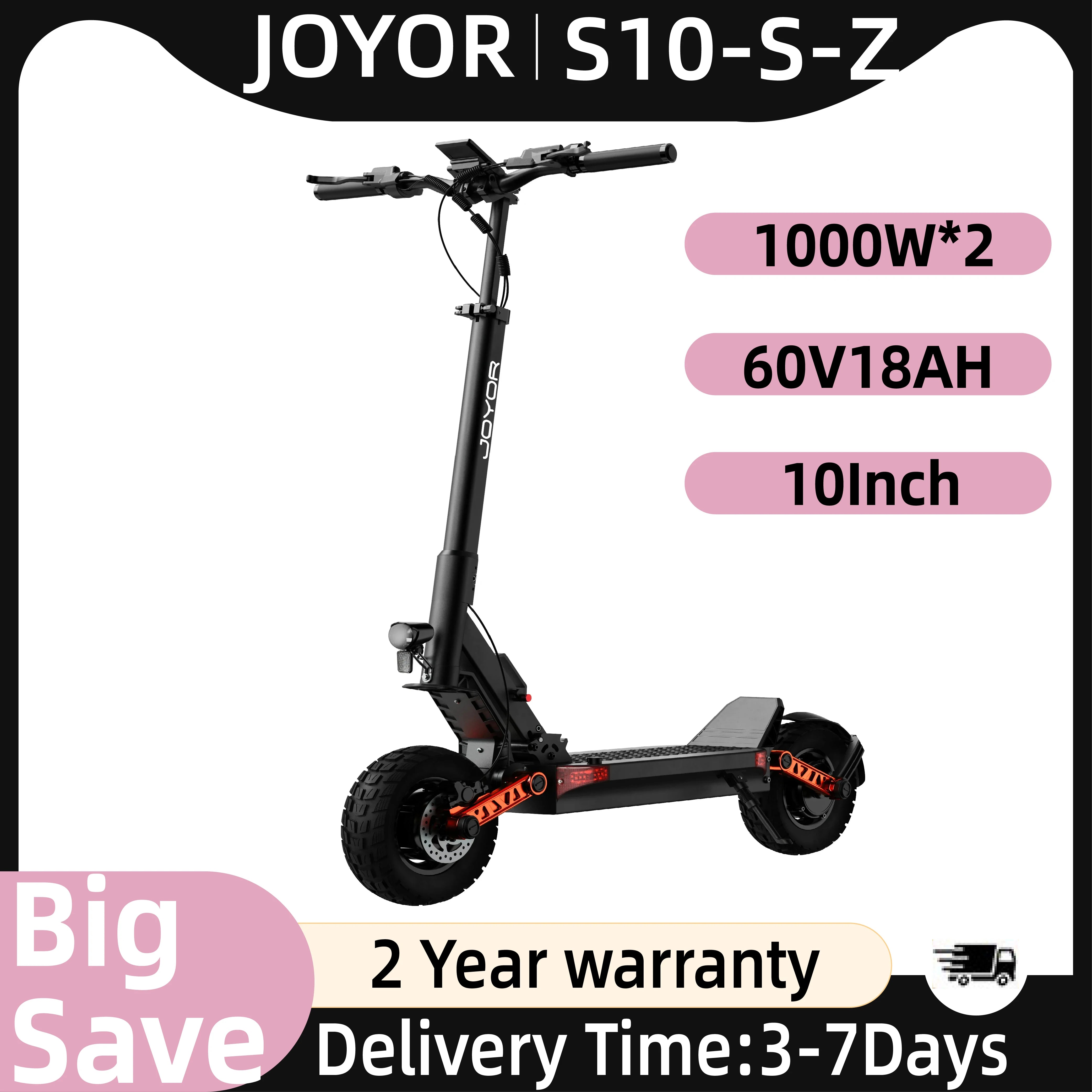 JOYOR S10-S-Z E Scooter 60V 18Ah Dual Motor 2000W 10 Inch Tire Adult Black Escooter Max Speed 65km/h Range 70-85km Ürün ana görseli