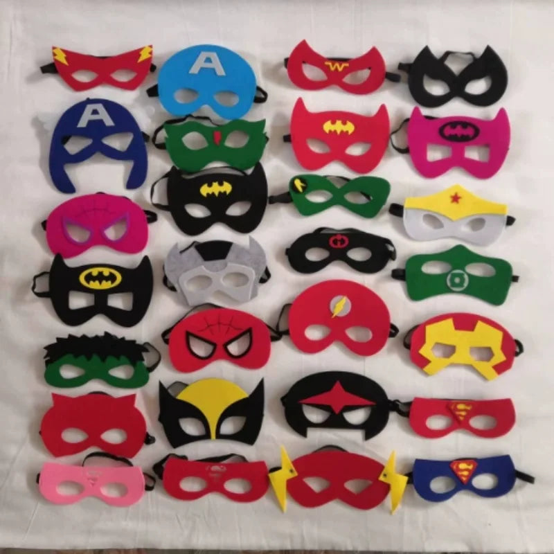 32/28/10 Pcs/Lot Superhero Mask Cosplay Christmas Halloween Kids Adult Carnival Party Props Children's Birthday Felt  Masquerade Ürün ana görseli